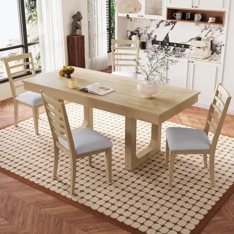 Table à manger extensible marron, style campagnard, 4 à 8 places