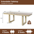 Table à manger extensible marron, style campagnard, 4 à 8 places