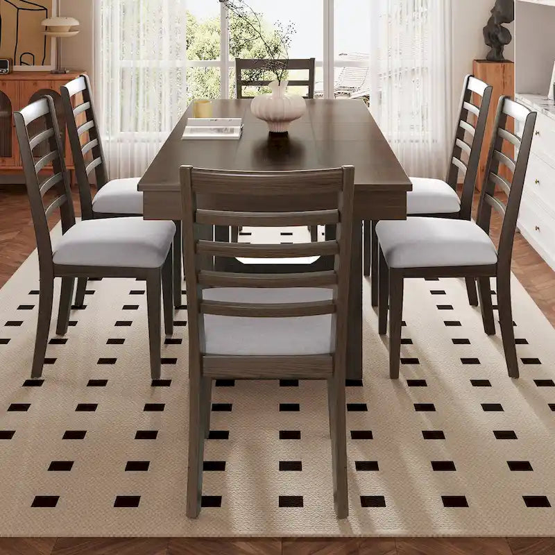 Table à manger extensible marron, style campagnard, 4 à 8 places