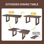 Table à manger extensible marron, style campagnard, 4 à 8 places