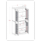 Armoire de cuisine en bois massif avec portes en verre dépoli et 2 tiroirs — Bleu sarcelle / Blanc / Moka / Aqua / Sauge / Jaune / Gris / Vert / Noir