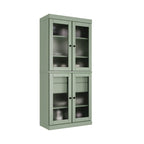 Armoire de cuisine en bois massif avec portes en verre dépoli et 2 tiroirs — Bleu sarcelle / Blanc / Moka / Aqua / Sauge / Jaune / Gris / Vert / Noir