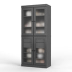Armoire de cuisine en bois massif avec portes en verre dépoli et 2 tiroirs — Bleu sarcelle / Blanc / Moka / Aqua / Sauge / Jaune / Gris / Vert / Noir