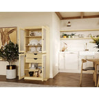 Armoire de cuisine en bois massif avec portes en verre dépoli et 2 tiroirs — Bleu sarcelle / Blanc / Moka / Aqua / Sauge / Jaune / Gris / Vert / Noir