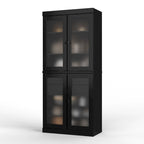 Armoire de cuisine en bois massif avec portes en verre dépoli et 2 tiroirs — Bleu sarcelle / Blanc / Moka / Aqua / Sauge / Jaune / Gris / Vert / Noir