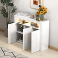 Buffet 3 portes blanc avec lumières LED, pour 1 à 2 personnes