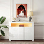 Buffet 3 portes blanc avec lumières LED, pour 1 à 2 personnes