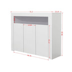 Buffet 3 portes blanc avec lumières LED, pour 1 à 2 personnes