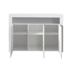 Buffet 3 portes blanc avec lumières LED, pour 1 à 2 personnes