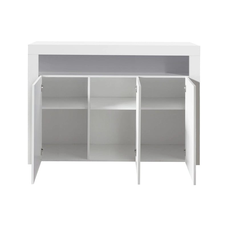 Buffet 3 portes blanc avec lumières LED, pour 1 à 2 personnes