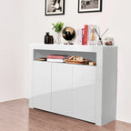 Buffet 3 portes blanc avec lumières LED, pour 1 à 2 personnes