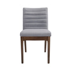 Chaises de salle à manger Mid-Century avec coutures horizontales, lot de 2 – Beige clair / Marron cognac / Gris foncé, structure en noyer, tissu et similicuir