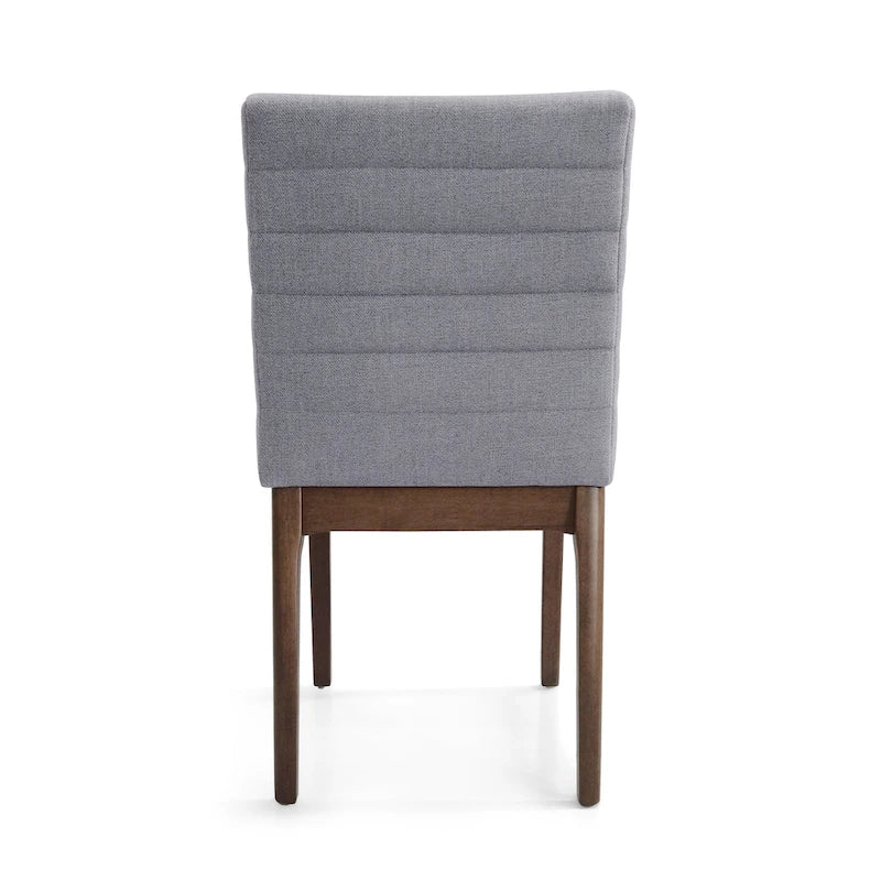 Chaises de salle à manger Mid-Century avec coutures horizontales, lot de 2 – Beige clair / Marron cognac / Gris foncé, structure en noyer, tissu et similicuir