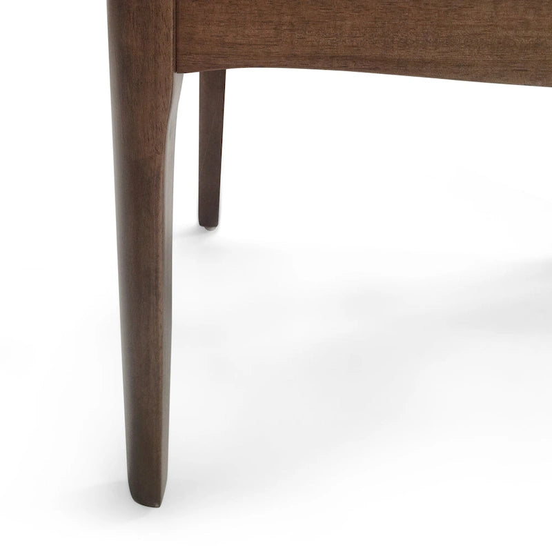Chaises de salle à manger Mid-Century avec coutures horizontales, lot de 2 – Beige clair / Marron cognac / Gris foncé, structure en noyer, tissu et similicuir