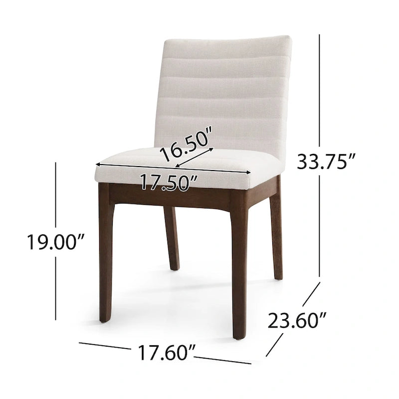 Chaises de salle à manger Mid-Century avec coutures horizontales, lot de 2 – Beige clair / Marron cognac / Gris foncé, structure en noyer, tissu et similicuir