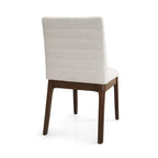 Chaises de salle à manger Mid-Century avec coutures horizontales, lot de 2 – Beige clair / Marron cognac / Gris foncé, structure en noyer, tissu et similicuir