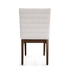 Chaises de salle à manger Mid-Century avec coutures horizontales, lot de 2 – Beige clair / Marron cognac / Gris foncé, structure en noyer, tissu et similicuir