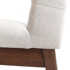 Chaises de salle à manger Mid-Century avec coutures horizontales, lot de 2 – Beige clair / Marron cognac / Gris foncé, structure en noyer, tissu et similicuir