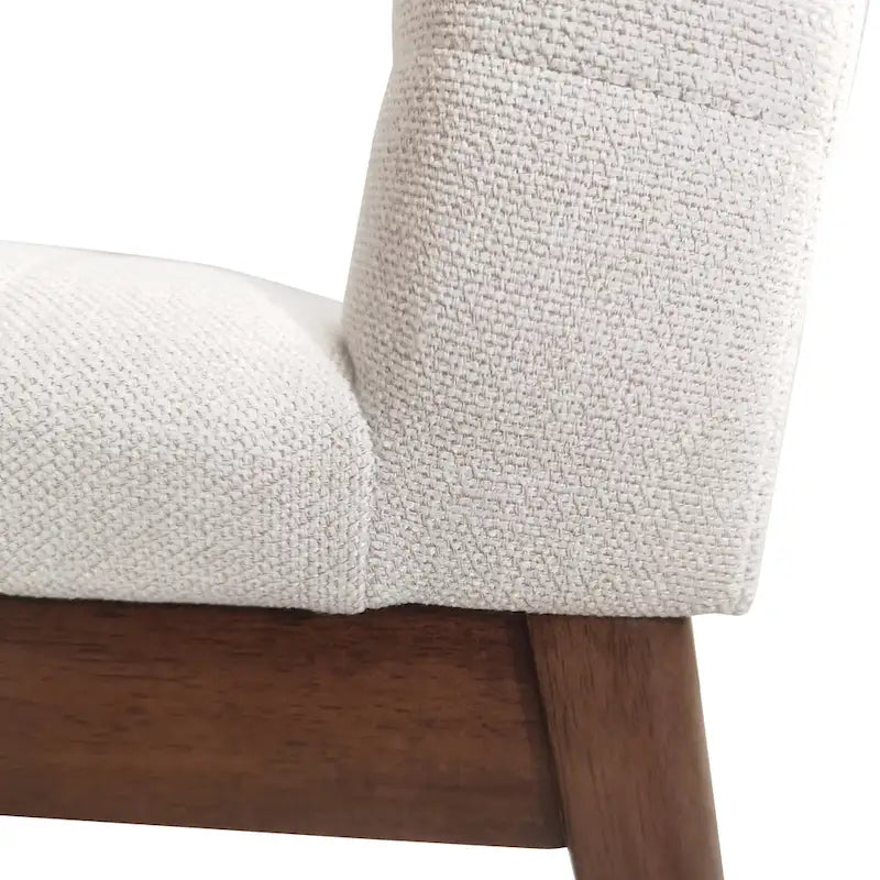 Chaises de salle à manger Mid-Century avec coutures horizontales, lot de 2 – Beige clair / Marron cognac / Gris foncé, structure en noyer, tissu et similicuir