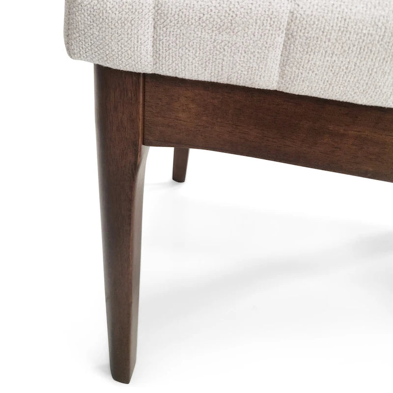Chaises de salle à manger Mid-Century avec coutures horizontales, lot de 2 – Beige clair / Marron cognac / Gris foncé, structure en noyer, tissu et similicuir