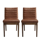 Chaises de salle à manger Mid-Century avec coutures horizontales, lot de 2 – Beige clair / Marron cognac / Gris foncé, structure en noyer, tissu et similicuir