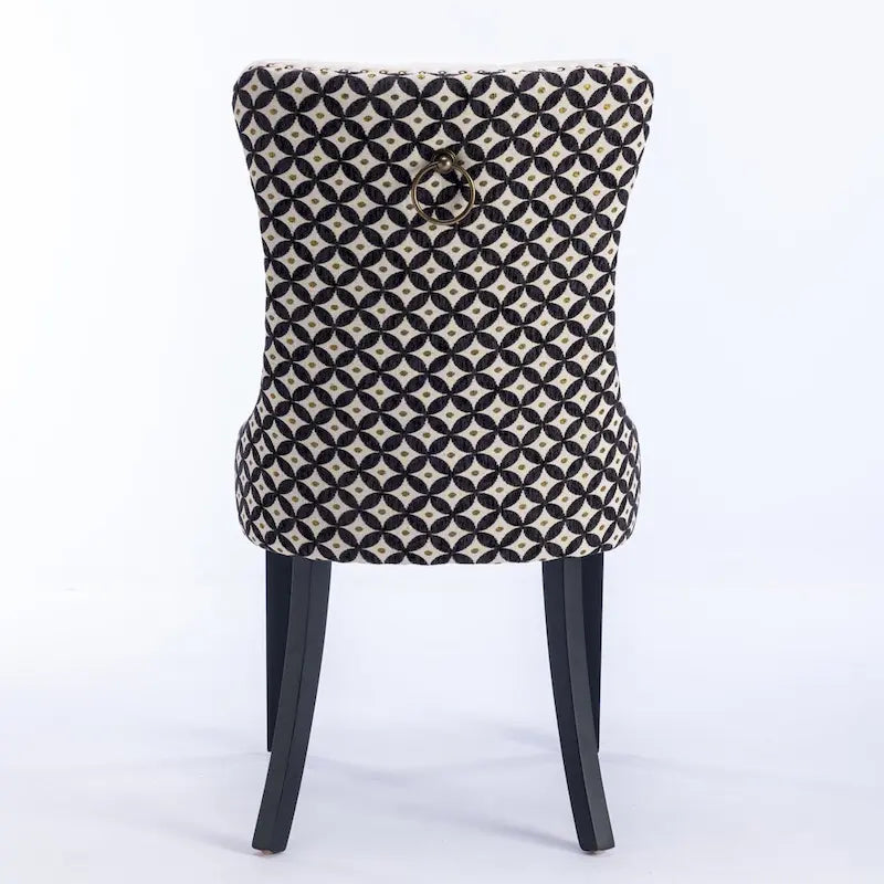 Chaise de salle à manger en velours noir / beige, style Mid-Century, lot de 2