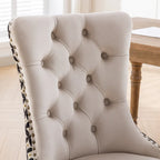 Chaise de salle à manger en velours noir / beige, style Mid-Century, lot de 2