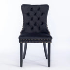 Chaise de salle à manger en velours noir / beige, style Mid-Century, lot de 2
