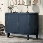 Buffet bahut à motifs antiques – Bleu marine / Noir / Blanc / Gris antique