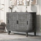 Buffet bahut à motifs antiques – Bleu marine / Noir / Blanc / Gris antique