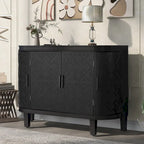 Buffet bahut à motifs antiques – Bleu marine / Noir / Blanc / Gris antique