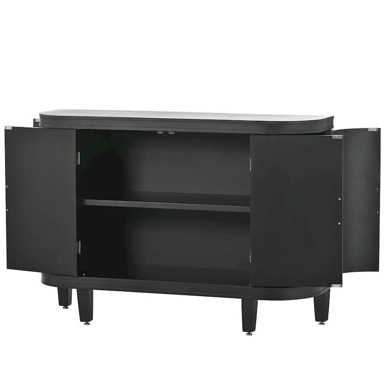 Buffet bahut à motifs antiques – Bleu marine / Noir / Blanc / Gris antique