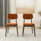 Chaise de salle à manger en velours de style Mid-Century, lot de 2 – Orange brûlé / Jaune foncé / Bleu