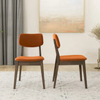 Chaise de salle à manger en velours de style Mid-Century, lot de 2 – Orange brûlé / Jaune foncé / Bleu