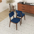 Chaise de salle à manger en velours de style Mid-Century, lot de 2 – Orange brûlé / Jaune foncé / Bleu