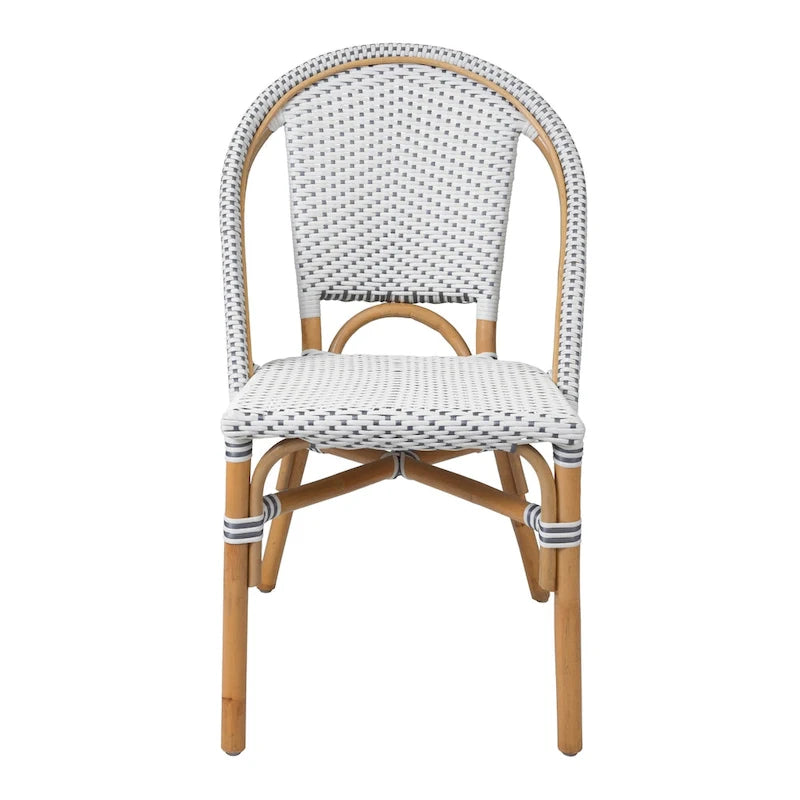 Chaise bistrot en rotin blanc/gris pour 1 personne