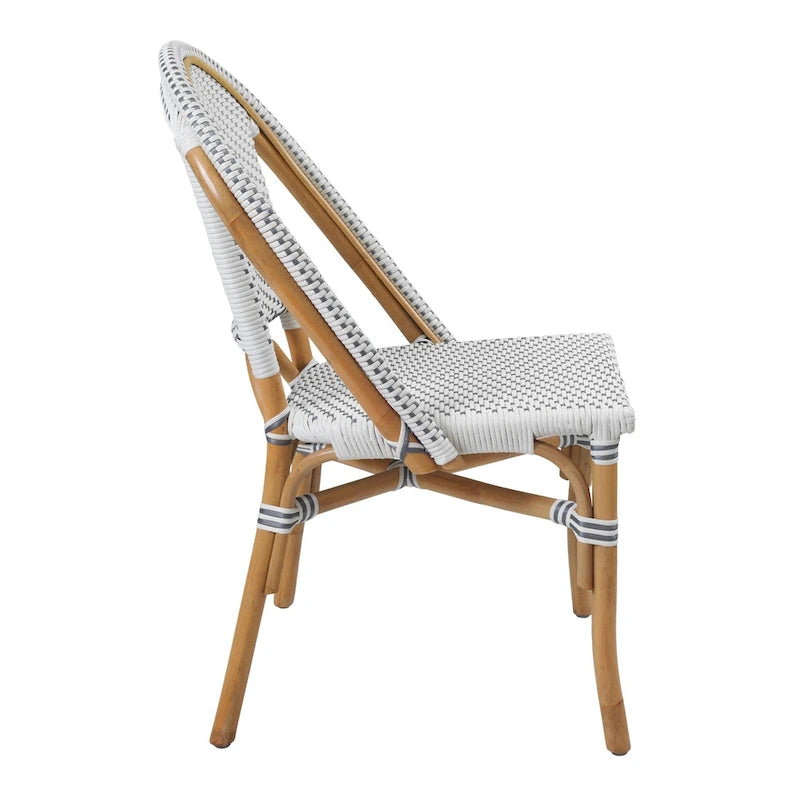 Chaise bistrot en rotin blanc/gris pour 1 personne