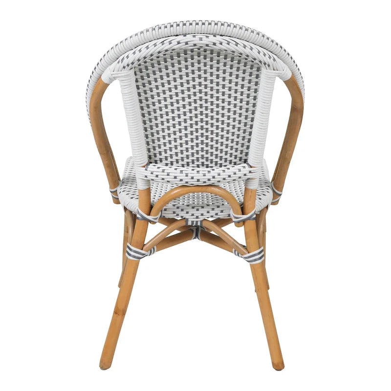 Chaise bistrot en rotin blanc/gris pour 1 personne