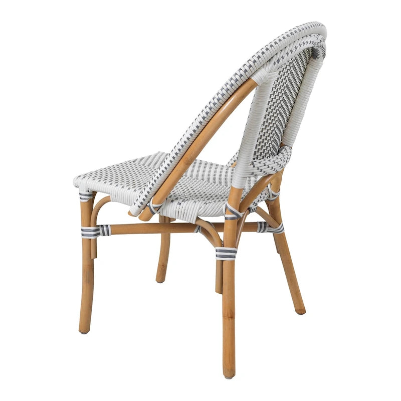 Chaise bistrot en rotin blanc/gris pour 1 personne