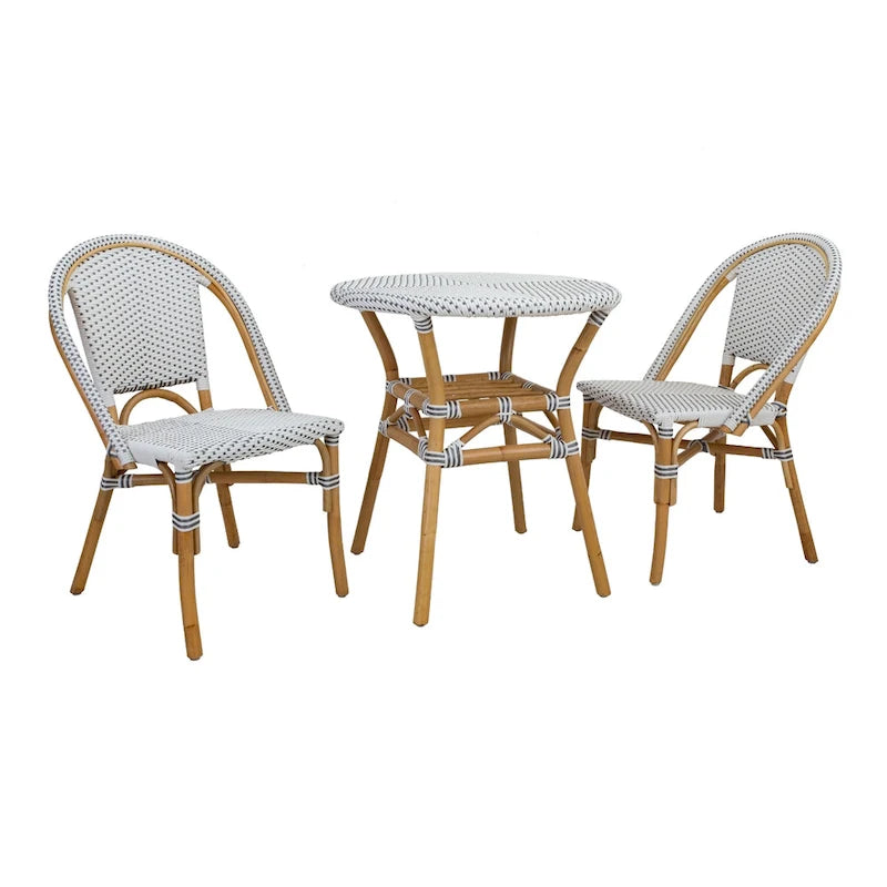 Chaise bistrot en rotin blanc/gris pour 1 personne