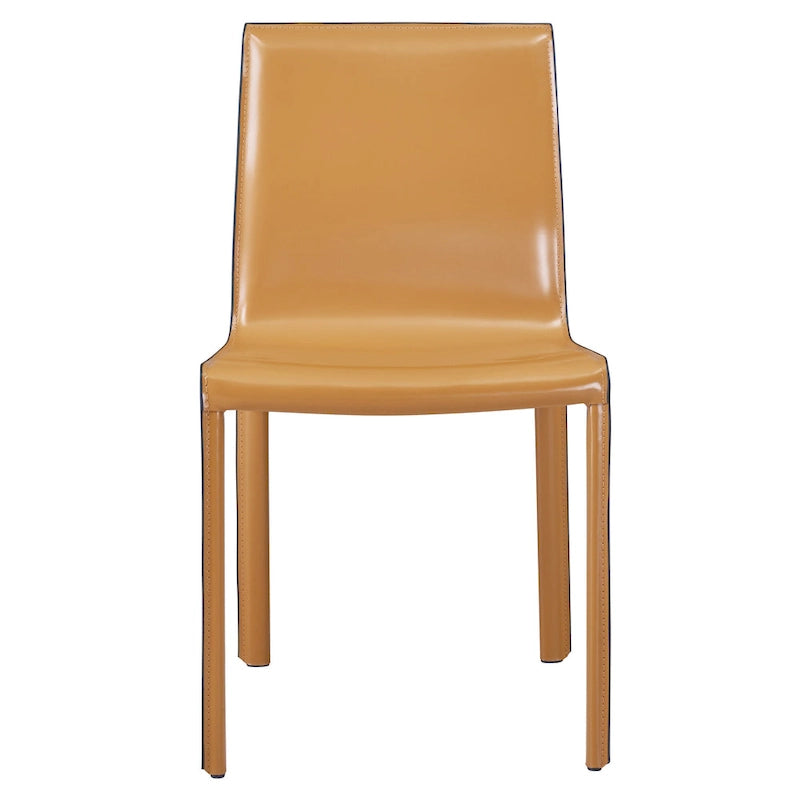 Chaise de salle à manger en cuir recyclé, Châtaigne / Nuance nuit / Vanille / Anthracite / Cordoue – Lot de 2