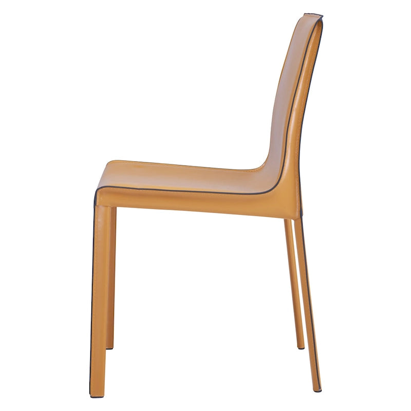 Chaise de salle à manger en cuir recyclé, Châtaigne / Nuance nuit / Vanille / Anthracite / Cordoue – Lot de 2