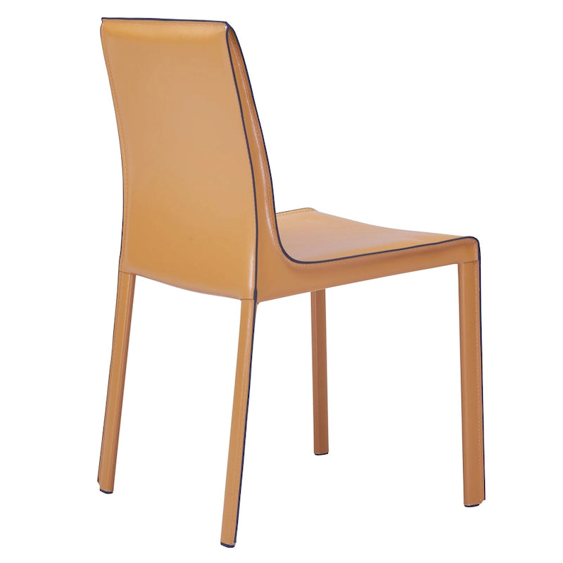 Chaise de salle à manger en cuir recyclé, Châtaigne / Nuance nuit / Vanille / Anthracite / Cordoue – Lot de 2