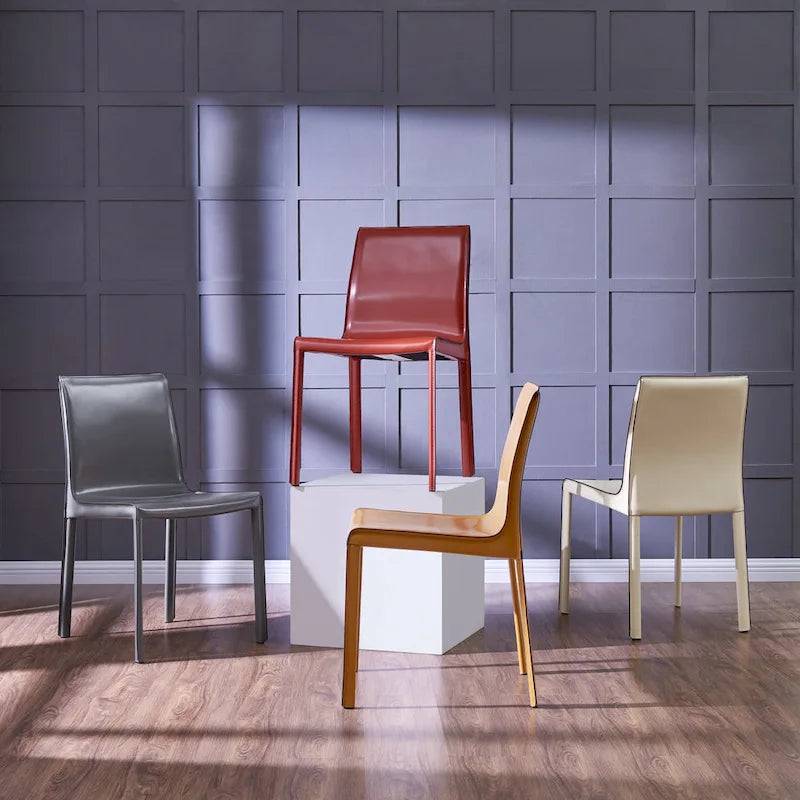 Chaise de salle à manger en cuir recyclé, Châtaigne / Nuance nuit / Vanille / Anthracite / Cordoue – Lot de 2
