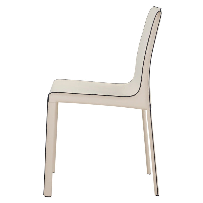 Chaise de salle à manger en cuir recyclé, Châtaigne / Nuance nuit / Vanille / Anthracite / Cordoue – Lot de 2