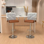 Lot de 2 tabourets de bar pivotants réglables avec accoudoirs — Blanc / Noir / Gris
