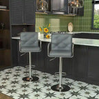 Lot de 2 tabourets de bar pivotants réglables avec accoudoirs — Blanc / Noir / Gris