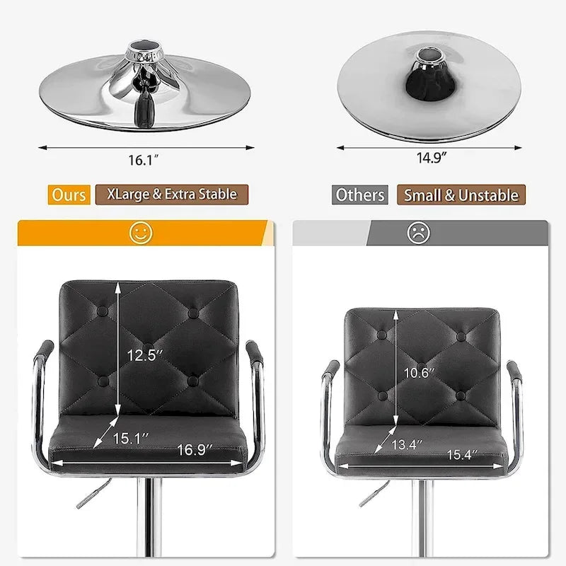 Lot de 2 tabourets de bar pivotants réglables avec accoudoirs — Blanc / Noir / Gris
