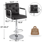Lot de 2 tabourets de bar pivotants réglables avec accoudoirs — Blanc / Noir / Gris