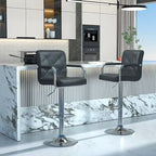Lot de 2 tabourets de bar pivotants réglables avec accoudoirs — Blanc / Noir / Gris